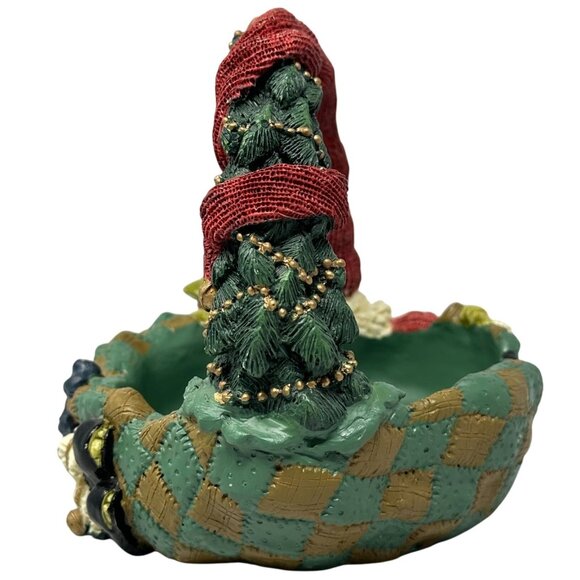 Mistletoad Santa Basket Christmas Candy Dish Resin Holiday Decoration Kitsch - Picture 3 of 10
